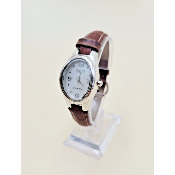 Ecclissi 22650 Women\'s Sterling Silver Watch Mother of Pearl Dial Brown Leather main image 10